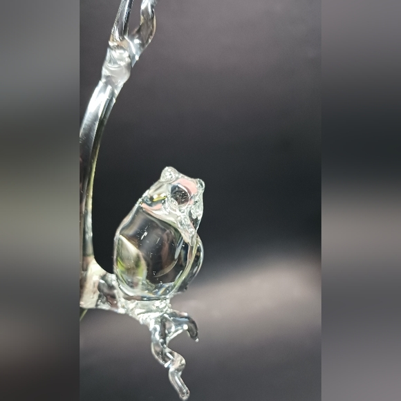 Hand Blown Glass Crystal Owl and Black Marble Sculpture 🦉 - Picture 7 of 7